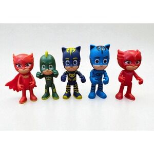 PJ Mask Action Figures Lot of 5 (2) Owlette (1)‎ Gekko (2) Catboy 3.25-3.5" tall